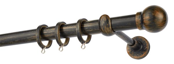 Κουρτινόξυλα σφυρήλατα/Ζωγομετάλ/Φ25/R0058/Μάυρο-πατίνα-χαλκός