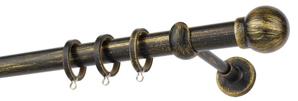 Κουρτινόξυλα σφυρήλατα/Ζωγομετάλ/Φ25/R0058/Μάυρο-πατίνα-χρυσό
