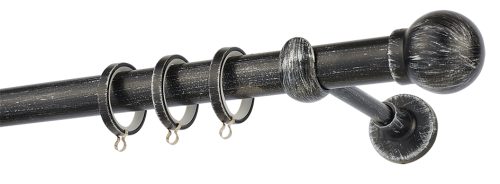 Κουρτινόξυλα σφυρήλατα/Ζωγομετάλ/Φ25/R0058/Μάυρο-πατίνα-ασήμι
