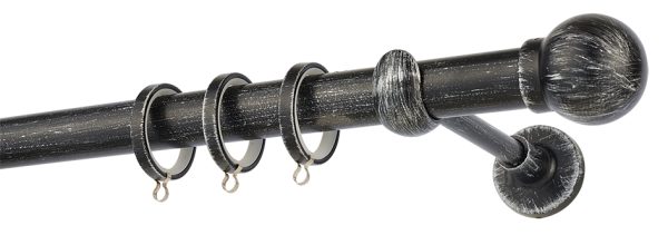 Κουρτινόξυλα σφυρήλατα/Ζωγομετάλ/Φ25/R0058/Μάυρο-πατίνα-ασήμι