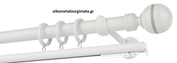 Κουρτινόξυλα/Ζωγομετάλ/Φ25/CP0079/λευκό γκρι