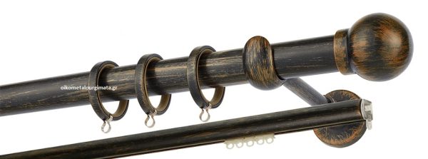 Κουρτινόξυλα σφυρήλατα/Ζωγομετάλ/Φ25/R0058/Μάυρο-πατίνα-χαλκός