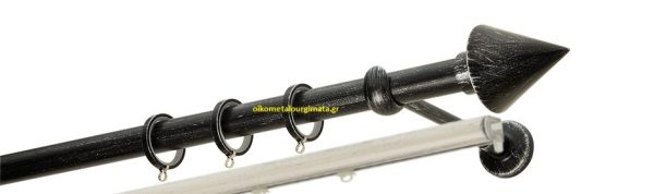 Κουρτινόξυλα/Ζωγομετάλ/Φ25/R4146/Μαύρο-πατίνα-ασήμι