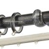 Κουρτινόξυλα σφυρήλατα/Ζωγομετάλ/Φ25/R0427/ Μάυρο-πατίνα-ασήμι