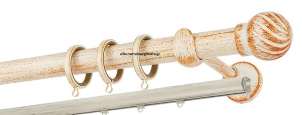 Κουρτινόξυλα σφυρήλατα/Ζωγομετάλ/Φ25/R0427/ Κρέμ-πατίνα-χαλκός