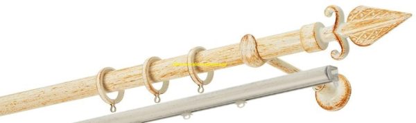 Κουρτινόξυλα σφυρήλατα/Ζωγομετάλ/Φ25/R0447/Κρέμ-πατίνα-χαλκός