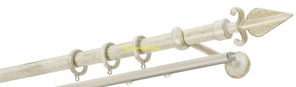 Κουρτινόξυλα σφυρήλατα/Ζωγομετάλ/Φ25/R0447/Κρέμ-πατίνα-χρυσό