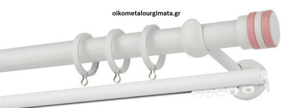 Κουρτινόξυλα/Ζωγομετάλ/Φ25/CP4132/λευκό ροζ