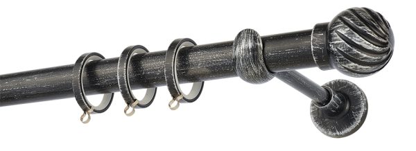Κουρτινόξυλα σφυρήλατα/Ζωγομετάλ/Φ25/R0427/ Μάυρο-πατίνα-ασήμι