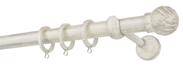 Κουρτινόξυλα σφυρήλατα/Ζωγομετάλ/Φ25/R0427/Κρέμ-πατίνα-ασήμι