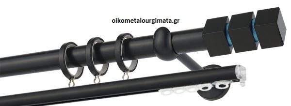 Κουρτινόξυλα/Ζωγομετάλ/Φ25/CP0473/ανθρακί-γαλάζιο