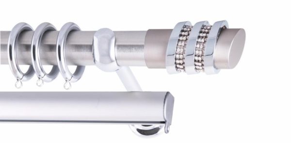 Κουρτινόξυλα/Frans/Φ35/THREE RINGS/strass/νίκελ σατινέ/χρώμιο
