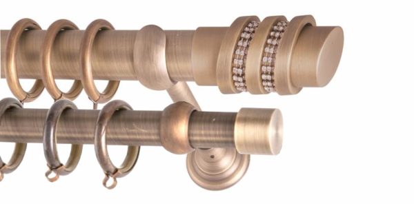Κουρτινόξυλα/Frans/Φ35/ΑΝΤΙΚ/THREE RINGS/strass/μπρονζέ