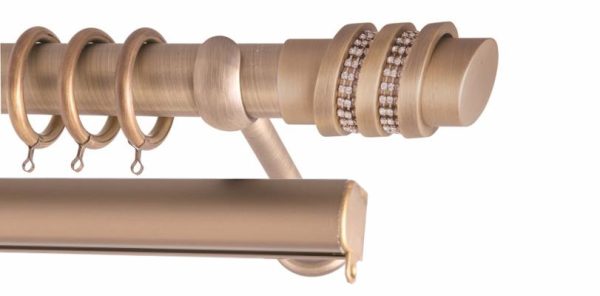 Κουρτινόξυλα/Frans/Φ35/ΑΝΤΙΚ/THREE RINGS/strass/μπρονζέ