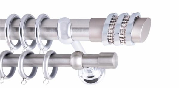 Κουρτινόξυλα/Frans/Φ35/THREE RINGS/strass/νίκελ σατινέ/χρώμιο