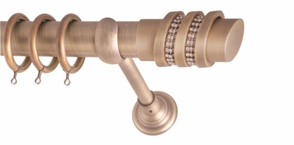 Κουρτινόξυλα/Frans/Φ35/ΑΝΤΙΚ/THREE RINGS/strass/μπρονζέ