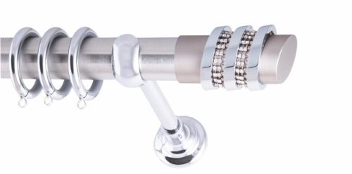 Κουρτινόξυλα/Frans/Φ35/THREE RINGS/strass/νίκελ σατινέ/χρώμιο