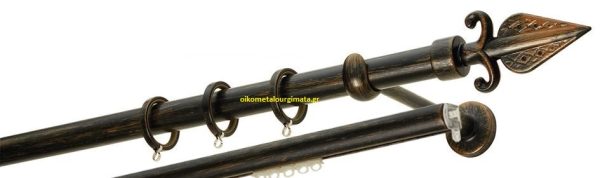 Κουρτινόξυλα σφυρήλατα/Ζωγομετάλ/Φ25/R0447/Μάυρο-πατίνα-χαλκός