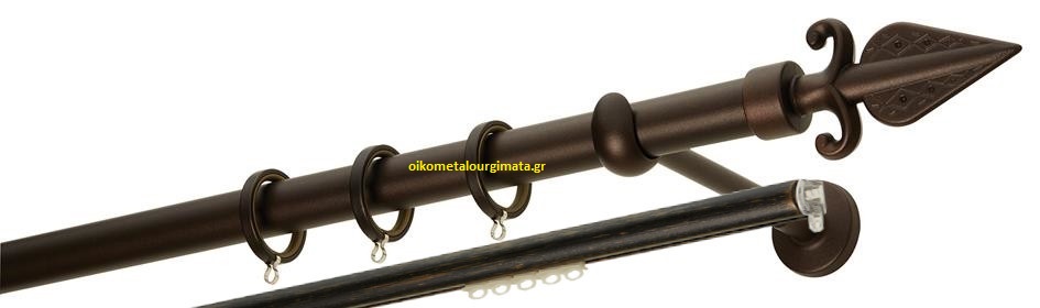 Κουρτινόξυλα σφυρήλατα/Ζωγομετάλ/Φ25/R0447/Αντικέ σκουριά