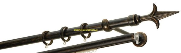 Κουρτινόξυλα σφυρήλατα/Ζωγομετάλ/Φ25/R0449/Μάυρο-πατίνα-χαλκός