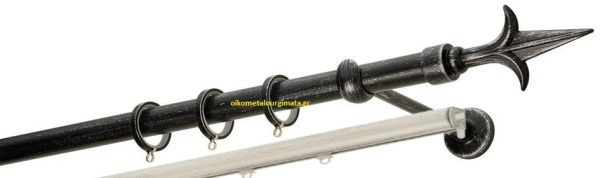 Κουρτινόξυλα σφυρήλατα/Ζωγομετάλ/Φ25/R0449/Μάυρο-πατίνα-ασήμι