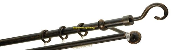 Κουρτινόξυλα σφυρήλατα/Ζωγομετάλ/Φ25/R0450/Μάυρο-πατίνα-χαλκός