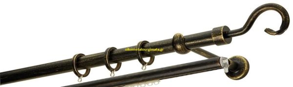 Κουρτινόξυλα σφυρήλατα/Ζωγομετάλ/Φ25/R0450/Μάυρο-πατίνα-χρυσό
