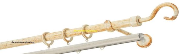 Κουρτινόξυλα σφυρήλατα/Ζωγομετάλ/Φ25/R0450/Κρέμ-πατίνα-χαλκός