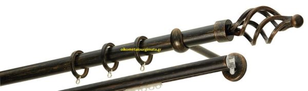 Κουρτινόξυλα σφυρήλατα/Ζωγομετάλ/Φ25/R0454/Μάυρο-πατίνα-χαλκός
