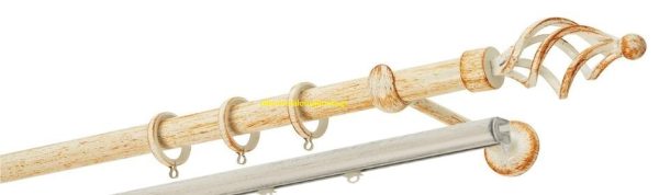 Κουρτινόξυλα σφυρήλατα/Ζωγομετάλ/Φ25/R0454/Κρέμ-πατίνα-χαλκός