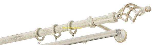 Κουρτινόξυλα σφυρήλατα/Ζωγομετάλ/Φ25/R0454/Κρέμ-πατίνα-χρυσό