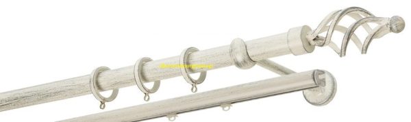 Κουρτινόξυλα σφυρήλατα/Ζωγομετάλ/Φ25/R0454/Κρέμ-πατίνα-ασήμι