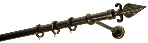 Κουρτινόξυλα σφυρήλατα/Ζωγομετάλ/Φ25/R0447/Μαυρο-πατίνα-χρυσό