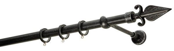 Κουρτινόξυλα σφυρήλατα/Ζωγομετάλ/Φ25/R0447/ Μάυρο-πατίνα-ασήμι