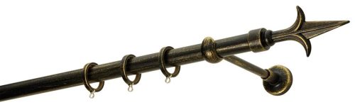 Κουρτινόξυλα σφυρήλατα/Ζωγομετάλ/Φ25/R0449/Μαυρο-πατίνα-χρυσό