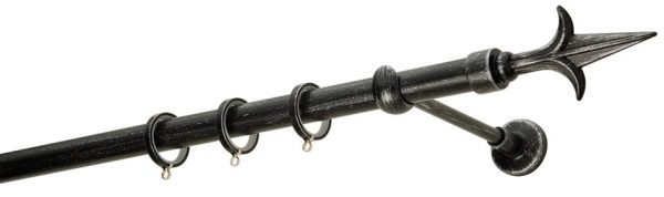 Κουρτινόξυλα σφυρήλατα/Ζωγομετάλ/Φ25/R0449/Μάυρο-πατίνα-ασήμι