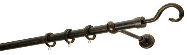 Κουρτινόξυλα σφυρήλατα/Ζωγομετάλ/Φ25/R0450/Μάυρο-πατίνα-χαλκός