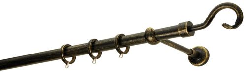 Κουρτινόξυλα σφυρήλατα/Ζωγομετάλ/Φ25/R0450/Μάυρο-πατίνα-χρυσό