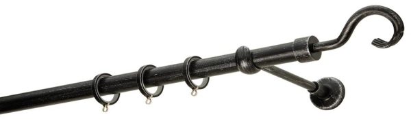 Κουρτινόξυλα σφυρήλατα/Ζωγομετάλ/Φ25/R0450/Μάυρο-πατίνα-ασήμι