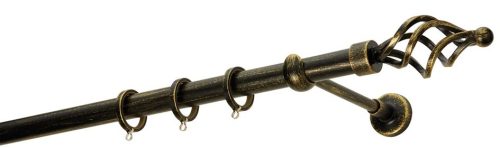 Κουρτινόξυλα σφυρήλατα/Ζωγομετάλ/Φ25/R0454/Μαυρο-πατίνα-χρυσό