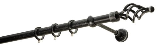 Κουρτινόξυλα σφυρήλατα/Ζωγομετάλ/Φ25/R0454/Μάυρο-πατίνα-ασήμι