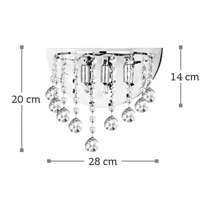 Επιτοίχιο φωτιστικό/μέταλλο/κρύσταλλο/43218/χρώμιο