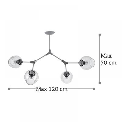 Κρεμαστό φωτιστικό/μέταλλο/γυαλί/6129-4Φ/Λευκό με διάφανο