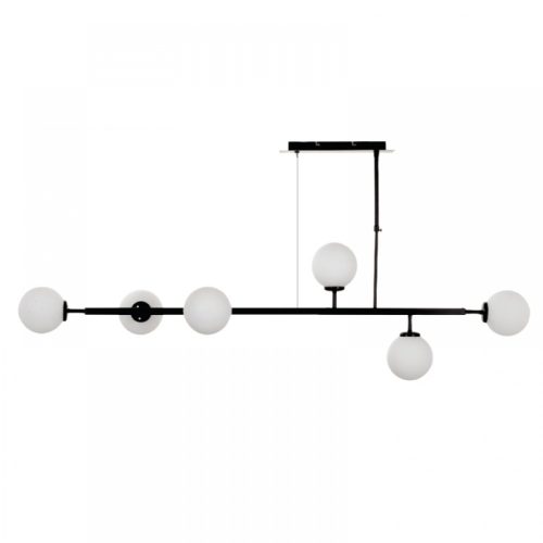 Κρεμαστό φωτιστικό/μέταλλο/λευκή οπαλίνα/6170-6-BL/μαύρο