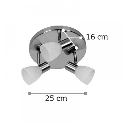 Σποτ επιτοίχιο/μέταλλο/γυαλί/9064-3Φ/νίκελ ματ