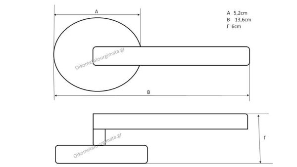 Πόμολο πόρτας/ροζέτα/oikometalourgimata/f215k/χρυσό γυαλιστερό