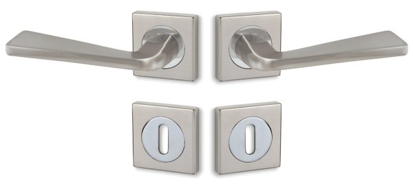 Πόμολο μεσόπορτας/ροζέτα/CONSET/C1695/νίκελ ματ/χρώμιο