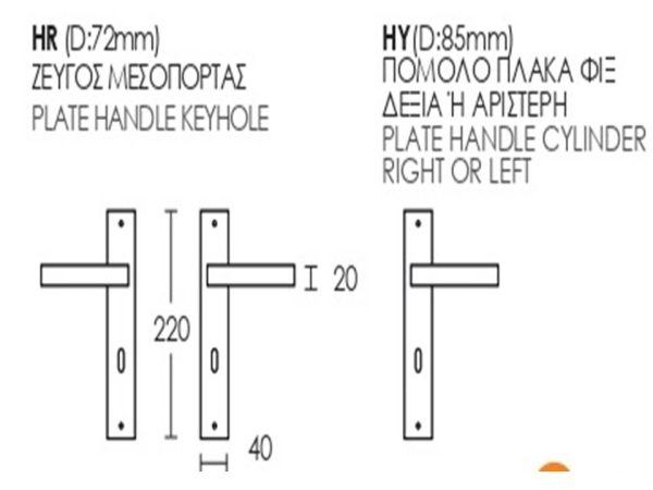 Πόμολο πόρτας/πλάκα/CONSET/C875/μαύρο