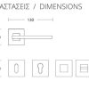 Πόμολο πόρτας/ροζέτα/CONVEX/745/μαύρο ματ/χρώμιο