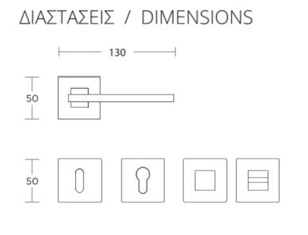Πόμολο πόρτας/ροζέτα/CONVEX/745/μαύρο ματ/χρώμιο